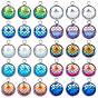 Resin Pendants, with 304 Stainless Steel Cabochon Settings, Flat Round with Mermaid Fish Scale Shaped