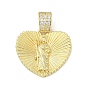 Латунные микро проложить кубического циркония подвески, сердце со святым иудой, без свинца и без кадмия, долговечный, стойки покрытие