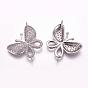 Brass Micro Pave Cubic Zirconia Links, Butterfly