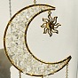 Atrapasueños colgante de cristal con forma de luna, estrella y mariposa, con chips de piedras preciosas