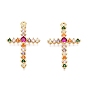 Латунные микропаве прозрачные подвески с фианитом, крестик