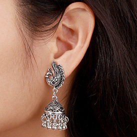 W669 Jewelry Ethnic Style Retro Peacock Earrings Personality Embossed Water Drop Pendant Earrings for Women