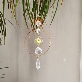 Teardrop Glass Suncatchers, Rhombus Hanging Ornaments, Rainbow Maker, for Garden & Home Decoration