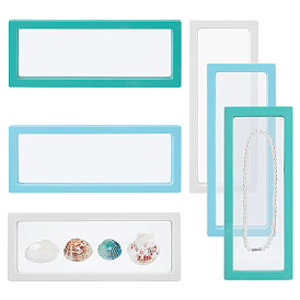 6шт. 3цвета прозрачные тонкие пленочные подвесные пластиковые коробки для демонстрации ювелирных изделий, для колье, браслета, серьги, хранения, прямоугольные