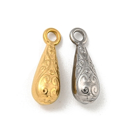 Ion Plating(IP) 304 Stainless Steel Pendants, Teardrop Charms