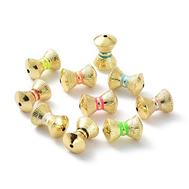 Brass Enamel  Beads, Long-Lasting Plated, Lead Free & Cadmium Free, Real 18K Gold Plated, Drums Shape