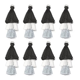 Polyester Tassel Big Pendant Decorations, with Platinum Iron Findings