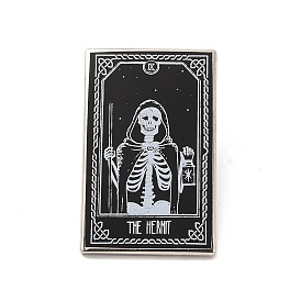The Hermit IX Tarot Card Alloy Brooch, Skull Badge for Backpack Clothes