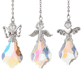Angel Glass & Alloy Pendant Decorations, Lobster Claw Clasps for Hanging Ornaments