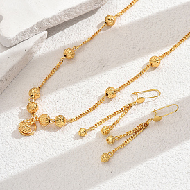 Комплекты круглых сережек и ожерелий из латуни для женщин