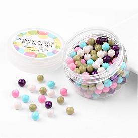 Стеклянные бусины, пастель микс, экологически чистый, выпечка окрашены, круглые