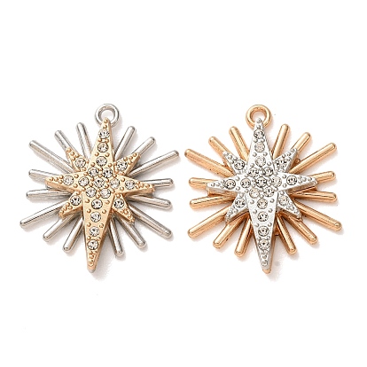 Alloy Rhinestone Pendants, Star Charms