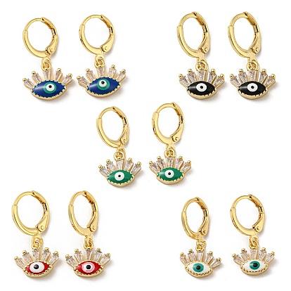 Серьги с подвесками из латуни, позолоченные из настоящей 18k, С эмалью и стеклом, злые глаза