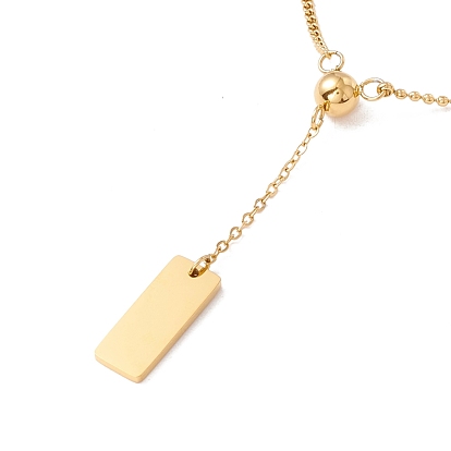 Ion Plating(IP) 304 Stainless Steel Ball with Rectangle Pendant Necklace for Women