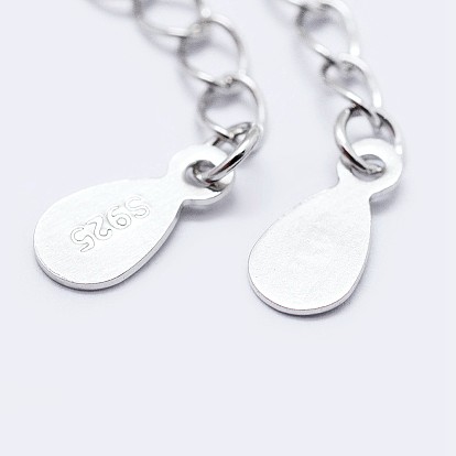 925 Sterling Silver End with Extender Chains and Teardrop Charms, with S925 Stamp