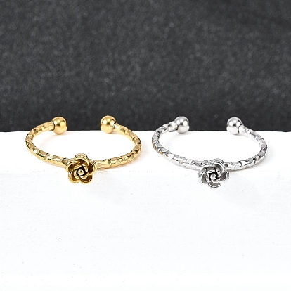 304 из нержавеющей стали Манжета кольца для женщин, цветок