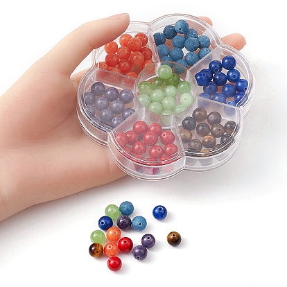 DIY Gemstone Bracelet Making Kit, Including Natural Mixed Gemstone Round Beads, Elastic Thread