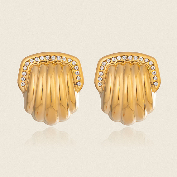 304 серьги-гвоздики из нержавеющей стали в полоску, со стразами