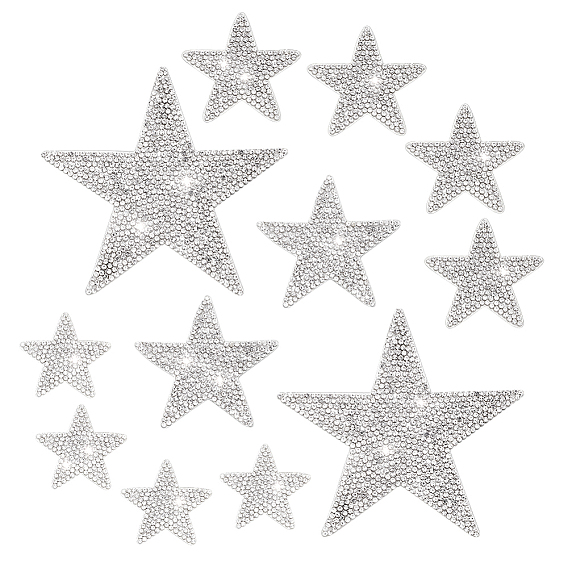 12 шт. 4 стили самоклеящиеся аппликации со стразами, наклейки со стразами из сверкающей смолы, звезда