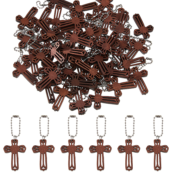 70шт. крест деревянные подвесные украшения, с цепями железный шар