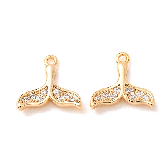 Latón micro pavimenta claro cubic zirconia encantos, encantos de cola de pez