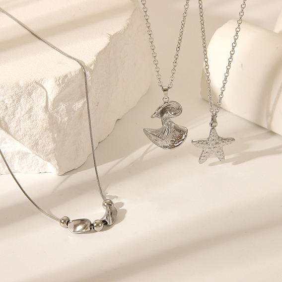 304 подвесные из нержавеющей стали ожерелья, цвет нержавеющей стали