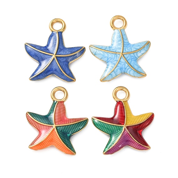304 нержавеющей стальной эмали подвески, прелести морская звезда, ионное покрытие (ip), реальный 18 k позолоченный