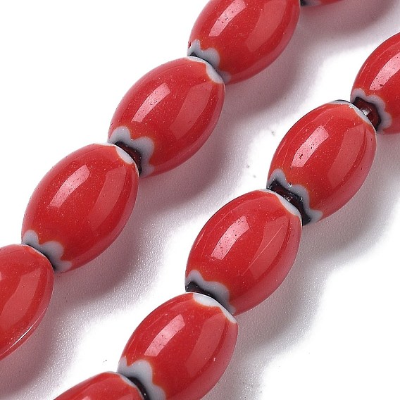 Handmade millefiori lampwork beads strands, овальные