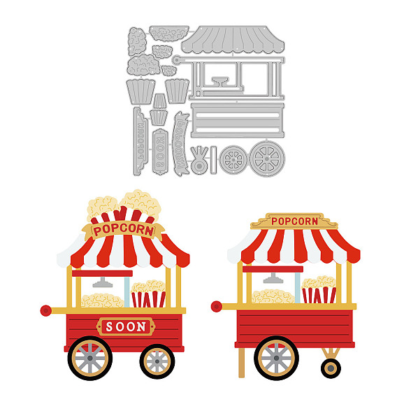 Мультяшная тележка для попкорна трафареты для резки из углеродистой стали, для diy scrapbooking, Фотоальбом, декоративная бумага для тиснения, цвет нержавеющей стали