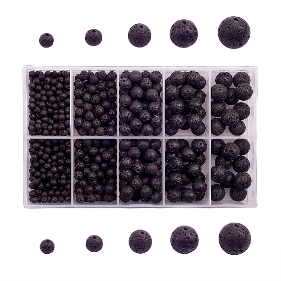 5 круглые бусины в стиле натуральной лавы