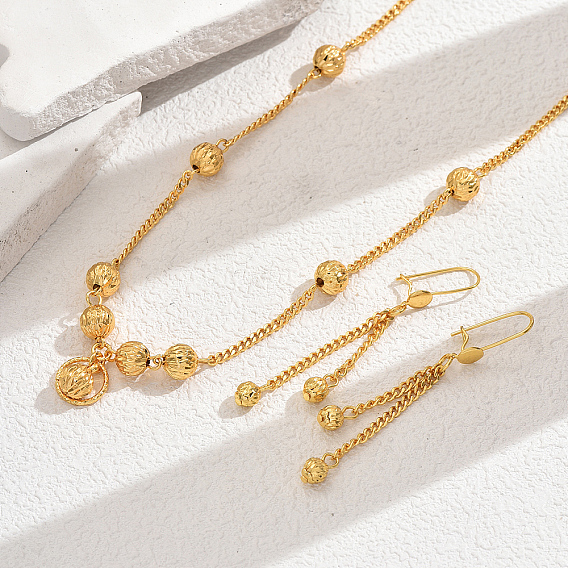 Комплекты круглых сережек и ожерелий из латуни для женщин