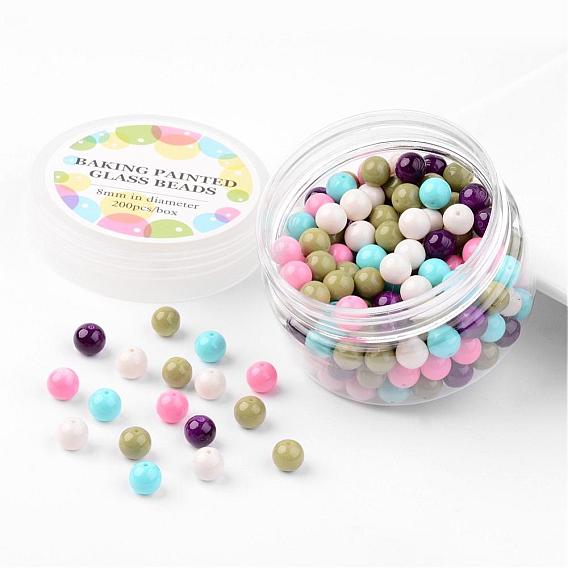 Стеклянные бусины, пастель микс, экологически чистый, выпечка окрашены, круглые