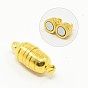 Brass Magnetic Clasps with Loops, Column, 15x5mm, Hole: 1.5mm