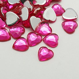 Imitation Taiwan Acrylic Rhinestone, Flat Back & Faceted, Heart