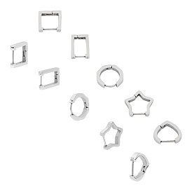 Unicraftale 304 Stainless Steel Huggie Hoop Earrings, Heart/Star/Square/Ring/Rectangle
