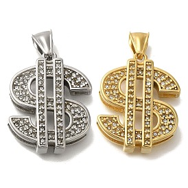 304 из нержавеющей стали горный хрусталь подвески, оберег знак доллара