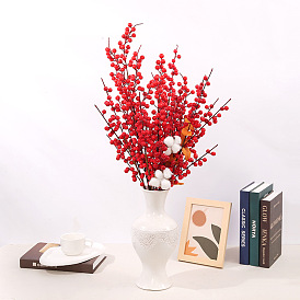 Simulation fortune fruit foam berry Christmas and New Year decoration red fruit hotel living room decoration flower arrangement cotton holly fruit