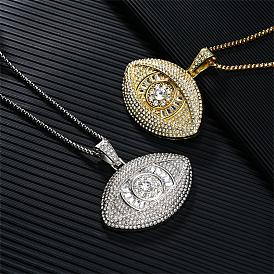 Ожерелье со стразами из сплава и подвеской в виде сглаза, стиль хип-хоп, модный и универсальный