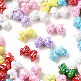Непрозрачные акриловые бусины с УФ-покрытием, радужный, бантом