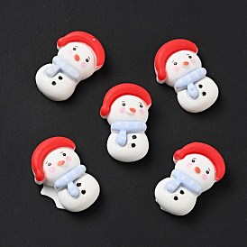 Opaque Christmas Resin Cabochons, Snowman with Red Hat