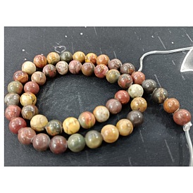 Natural Polychrome Jasper/Picasso Stone/Picasso Jasper Round Beads Strands, Round