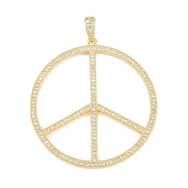 Латунные микро проложить кубического циркония подвески, знак мира прелести, долговечный, стойки покрытие, без свинца и без кадмия, реальный 18 k позолоченный