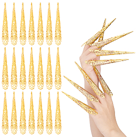Hollow out Iron Finger Nail Tip Claw Rings, Fingernail Claw Nail Cap Cover Ring, for Women Girls