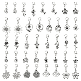 40шт 20 стили цветочные сплав подвесные украшения, Сплав с застежками когтя омара