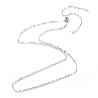 Adjustable 304 Stainless Steel Slider Necklaces, with Curb Chains and Slider Stopper Beads