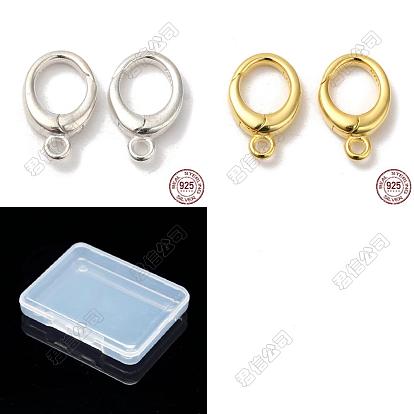2Pcs 2 Colors 925 Sterling Silver Spring Gate Rings