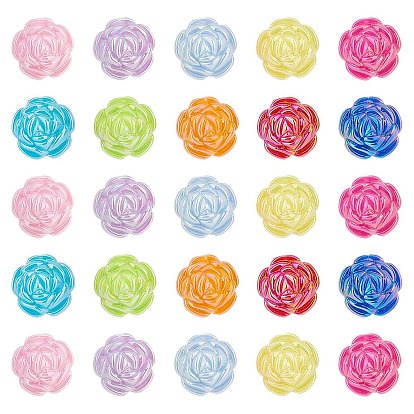 60шт 10 цвета УФ-покрытие переливающиеся акриловые бусины, AB цвет, цветок