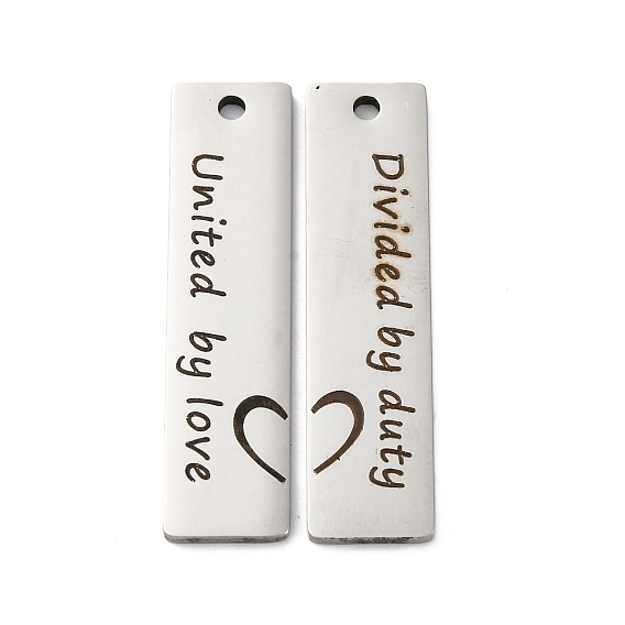 Антикоррозийные 201 подвески из нержавеющей стали, прямоугольник со словами «объединенные любовью и разделенные долгом»