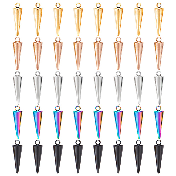 40 шт. 5 цвета 201 подвески из нержавеющей стали, конус очарование