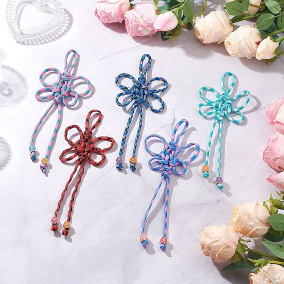 5шт 7 внутренние сердечники полиэстер и спандекс шнур веревки подвесные украшения, бабочка, с акриловой